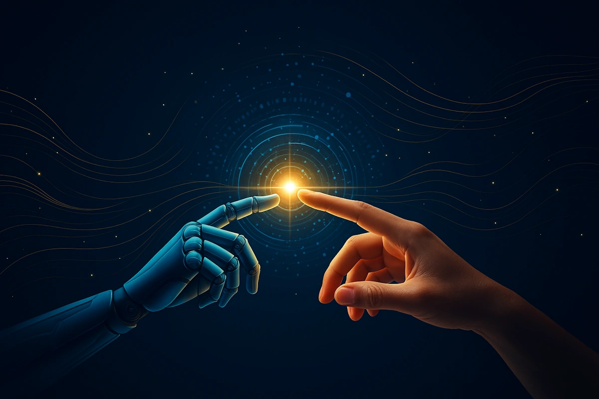 Illustration, die zeigt, wie KI Geschäfts-Workflows unterstützt